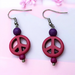 Peace sign dangle earrings.  These earrings are hot pink and match the bracelet.